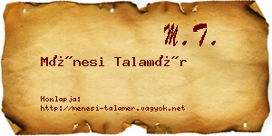 Ménesi Talamér névjegykártya